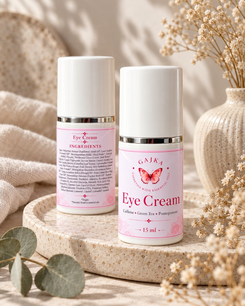 Gajka Eye Cream 15ml, front bottle and ingredients label